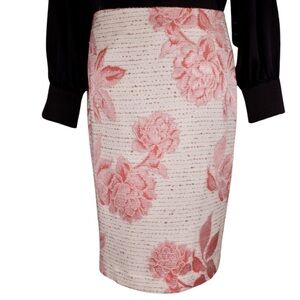Ann Taylor Floral Pencil Skirt | Size 8 | Lined Tweed Jacquard